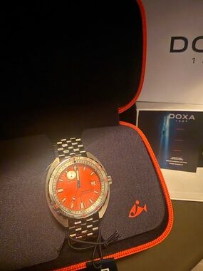DOXA Sub 300T Stainless Steel Watch with Orange Dial